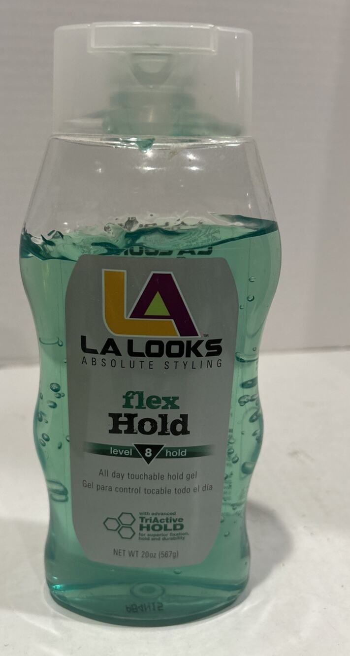 LA Looks Flex Hold Level 8 Green Hold Flexible Hair Gel Alcohol Free 20 Oz